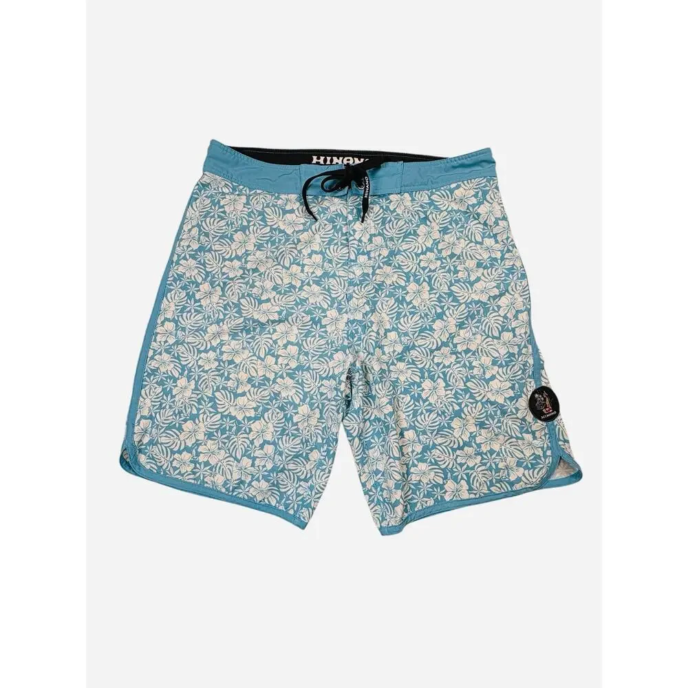 Hinano Tahiti Hawaiian Board Shorts Unlined Men's 36 All Over Print Floral Swim
